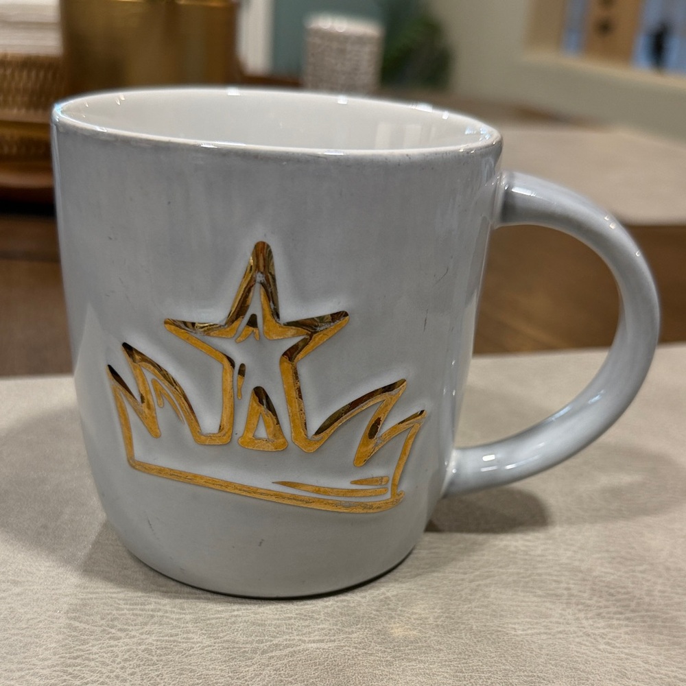 Starbucks Crown Gray Mug with Gold Accent